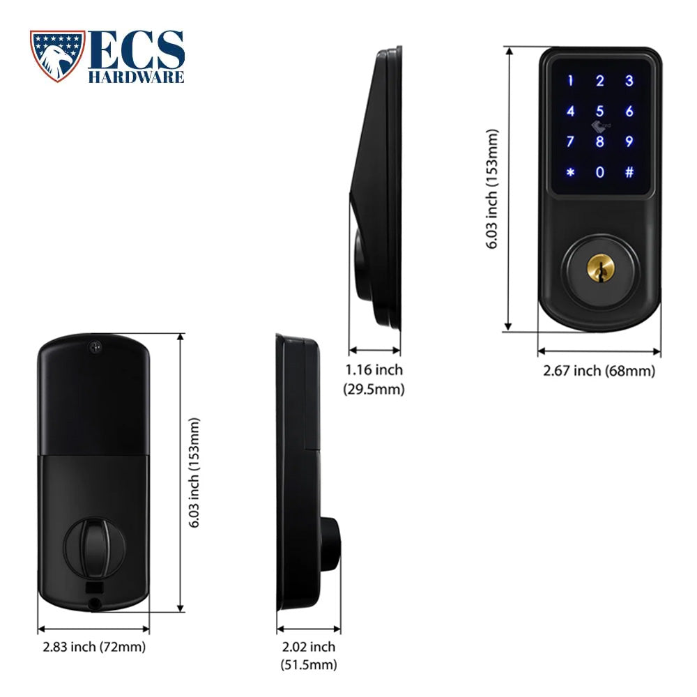 ECS HARDWARE - A220 Smart Door Lock with Fingerprint Reader and Thumbturn