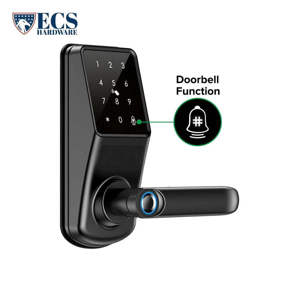 ECS HARDWARE - A290 Smart Door Lock with Fingerprint Reader and Levers