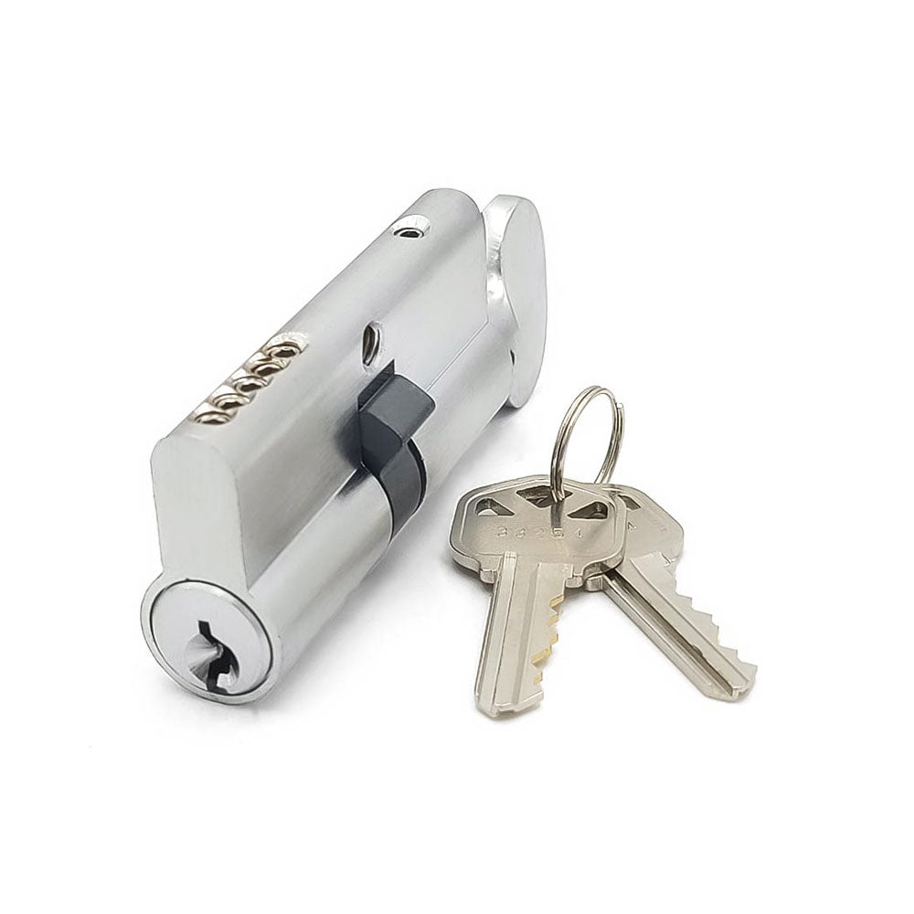 ECS HARDWARE - Durable Premium Profile Cylinder Single Sided Thumb Turn - Keyed Alike (KA10) - Kwikset KW1 Keyway - US26D - Satin Chromium Plated (626)