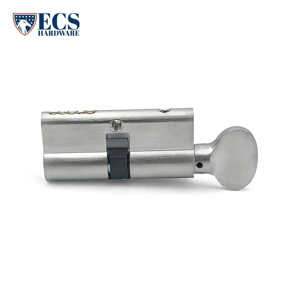 ECS HARDWARE - Durable Premium Profile Cylinder Single Sided Thumb Turn - Keyed Alike (KA10) - Kwikset KW1 Keyway - US26D - Satin Chromium Plated (626)