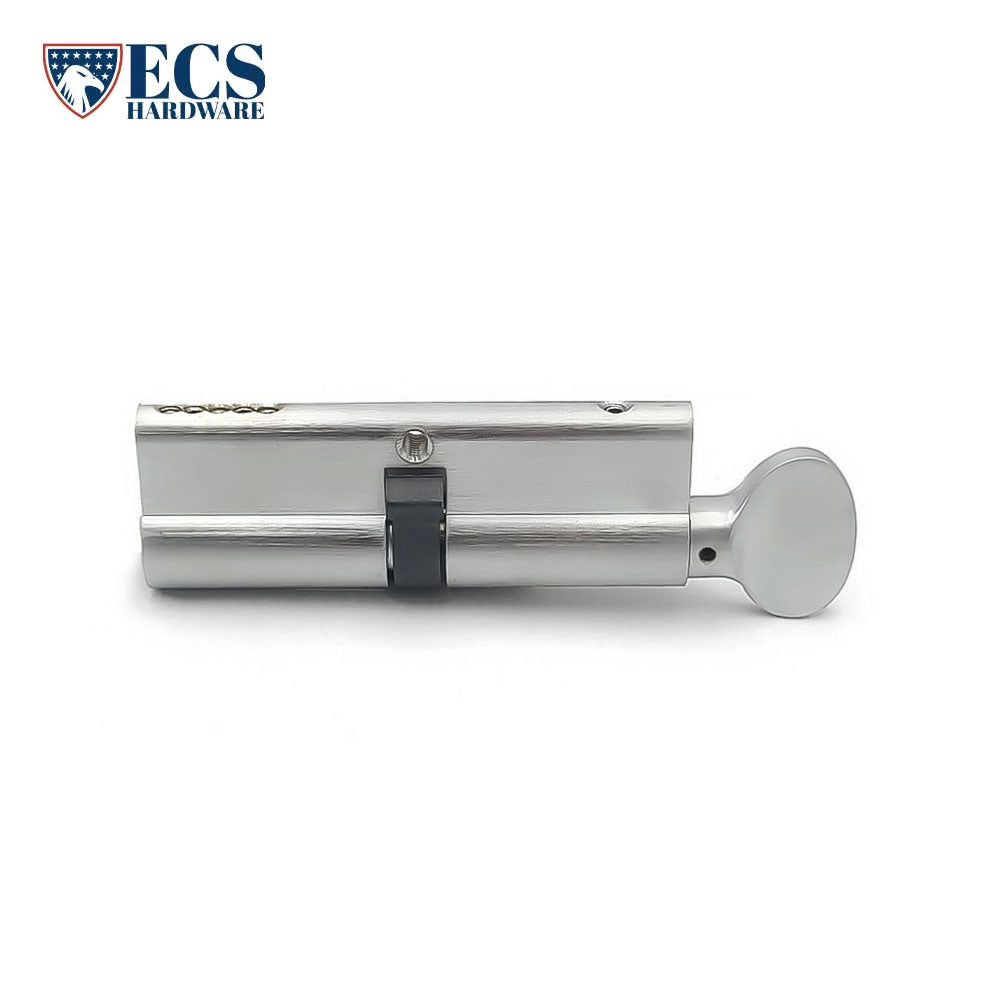 ECS HARDWARE - Durable Premium Profile Cylinder Single Sided Thumb Turn - 3-1/2 Inch 90mm - Keyed Alike (KA10) - US26D - Satin Chromium Plated (626)