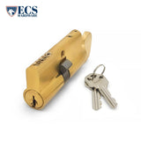 ECS HARDWARE - Durable Premium Profile Cylinder Single Sided Thumb Turn - Kwikset KW1 Keyway - Keyed Alike (KA10) - US3 - Bright Polished Brass (605)