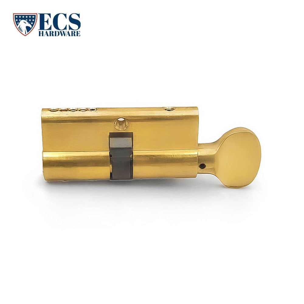 ECS HARDWARE - Durable Premium Profile Cylinder Single Sided Thumb Turn - Kwikset KW1 Keyway - Keyed Alike (KA10) - US3 - Bright Polished Brass (605)