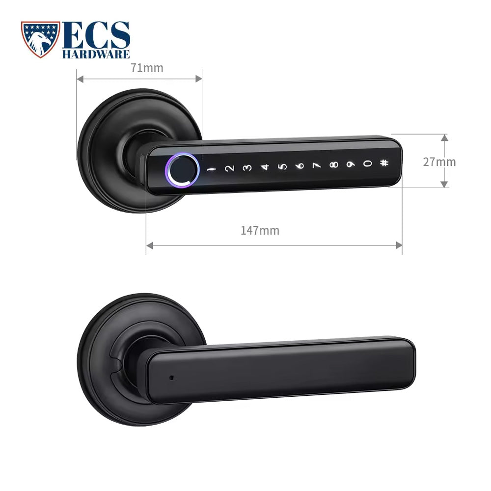 ECS HARDWARE - H168 Smart Door Lock with Fingerprint Reader on Lever