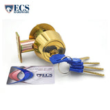 ECS HARDWARE - Durable Premium Key Controlled Deadbolt US3 Bright Brass - Grade 1