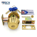 ECS HARDWARE - Durable Premium Key Controlled Deadbolt US3 Bright Brass - Grade 1