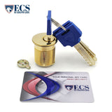 ECS HARDWARE - Durable Premium Mortise Cylinder - 1-1/4" US3 Polished Brass with 5 Keys and Card