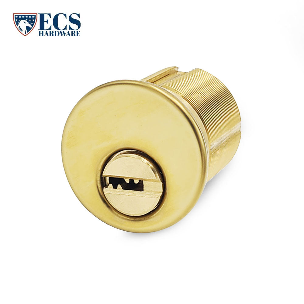 ECS HARDWARE - Durable Premium Mortise Cylinder - 1-1/4" US3 Polished Brass with 5 Keys and Card