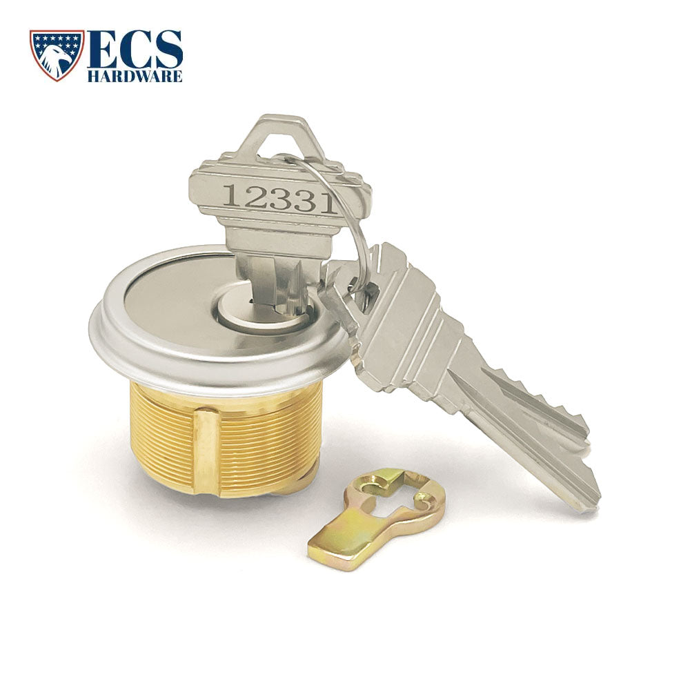 ECS HARDWARE - Durable Premium Mortise Cylinder - 1" 26D Satin Chrome SC1/ with Ring and Master Key