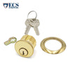 ECS HARDWARE - Durable Premium Mortise Cylinder - 1 Inch - Keyed Alike (KA10) with Ring - Kwikset KW1 Keyway - US3 - Bright Polished Brass (605)