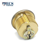 ECS HARDWARE - Durable Premium Mortise Cylinder - 1 Inch - Keyed Alike (KA10) with Ring - Schlage SC1 Keyway - US3 - Bright Polished Brass (605)