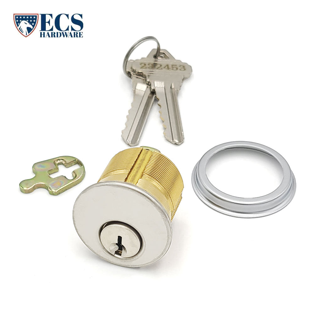 ECS HARDWARE - Durable Premium Mortise Cylinder - 1-1/8" 26D Satin Chrome SC4