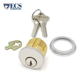 ECS HARDWARE - Durable Premium Mortise Cylinder - 1-1/8" 26D Satin Chrome SC4