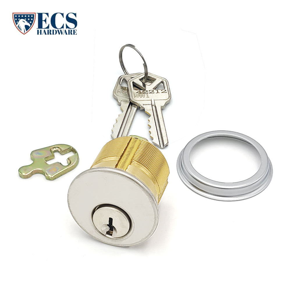 ECS HARDWARE - Durable Premium Mortise Cylinder - 1-1/4" 26D Satin Chrome KW1