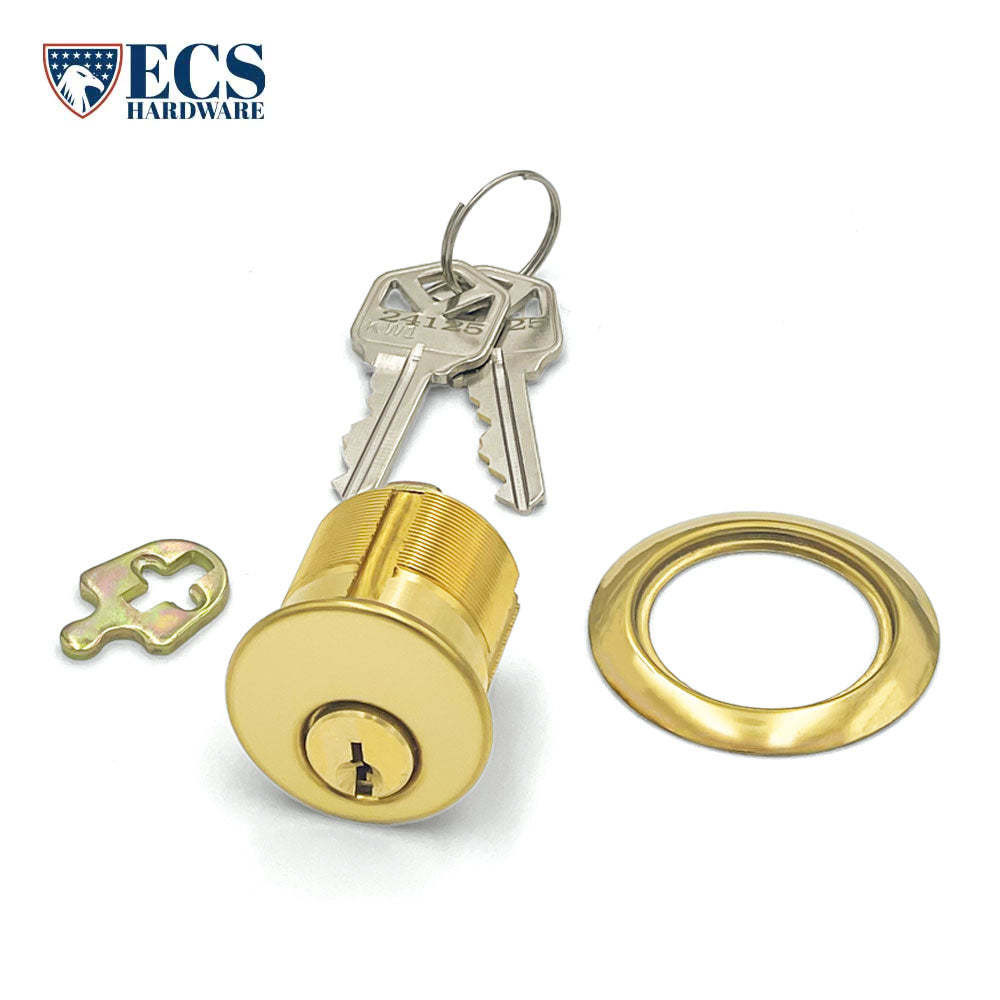 ECS HARDWARE - Durable Premium Mortise Cylinder - 1-1/4" US3 Polished Brass KW1