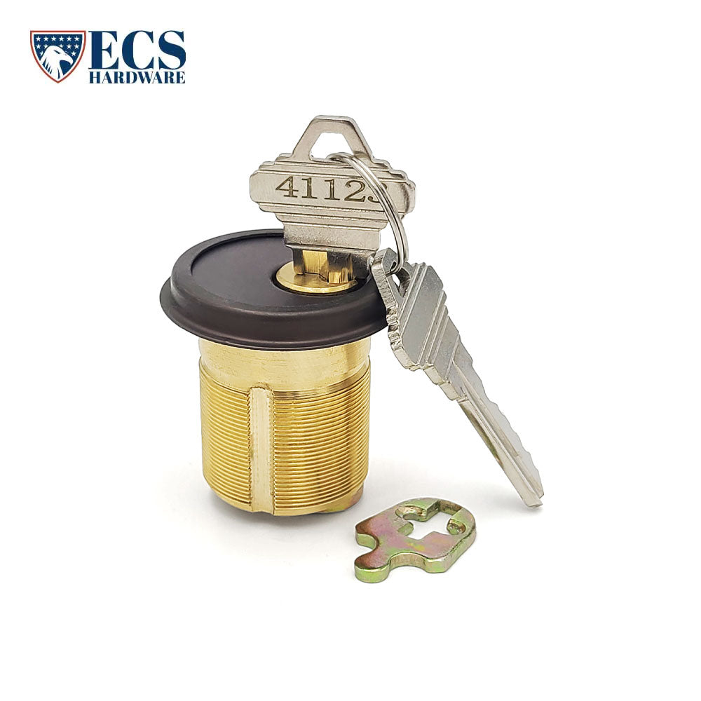 ECS HARDWARE - Durable Premium Mortise Cylinder - 1-1/2 Inch - Keyed Alike (KA10) with Ring - Schlage SC1 Keyway - US10B - Dark Oxidized Satin Bronze Oil Rubbed (613)