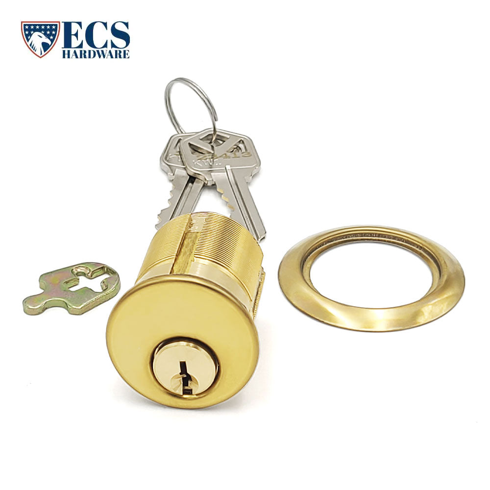 ECS HARDWARE - Durable Premium Mortise Cylinder - 1-1/2" US3 Polished Brass KW1