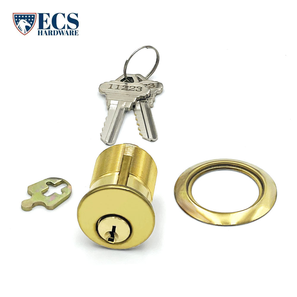 ECS HARDWARE - Durable Premium Mortise Cylinder - 1-1/2" US3 Polished Brass SC1