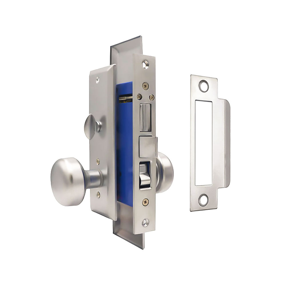 ECS HARDWARE - Durable Heavy Duty Mortise Knob Lock 26D Satin Chrome - 2-1/2″ Backset Entrance - Left Handed