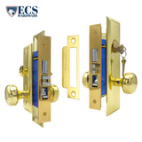 ECS HARDWARE - Durable Heavy Duty Mortise Knob Lock US3 Polished Brass - 2-3/4" Larger Backset - Left Handed