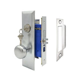 ECS HARDWARE - Durable Heavy Duty Mortise Knob Lock 26D Satin Chrome - 2-3/4" Larger Backset - Left Handed