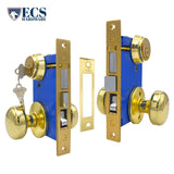 ECS HARDWARE - Durable Mortise Lockset Gate Lock with Knob US3 Gold SC1 Keyway - Double Sided - Right Handed