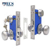 ECS HARDWARE - Durable Mortise Lockset Gate Lock with Knob US26D Silver SC1 Keyway - Double Sided - Right Handed