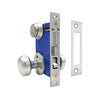 ECS HARDWARE - Durable Mortise Lockset Gate Lock with Knob US26D Silver SC1 Keyway - Double Sided - Left Handed