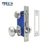 ECS HARDWARE - Durable Mortise Lockset Gate Lock with Knob US26D Silver SC1 Keyway - Double Sided - Left Handed