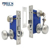 ECS HARDWARE - Durable Mortise Lockset Gate Lock with Knob US26D Silver SC1 Keyway - Double Sided - Left Handed