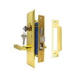 ECS HARDWARE - Durable Heavy Duty Mortise Lockset with Lever US3 Polished Brass - 2-1/2" Backset Entrance - Left Handed