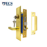 ECS HARDWARE - Durable Heavy Duty Mortise Lockset with Lever US3 Polished Brass - 2-1/2" Backset Entrance - Left Handed