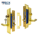 ECS HARDWARE - Durable Heavy Duty Mortise Lockset with Lever US3 Polished Brass - 2-1/2" Backset Entrance - Left Handed