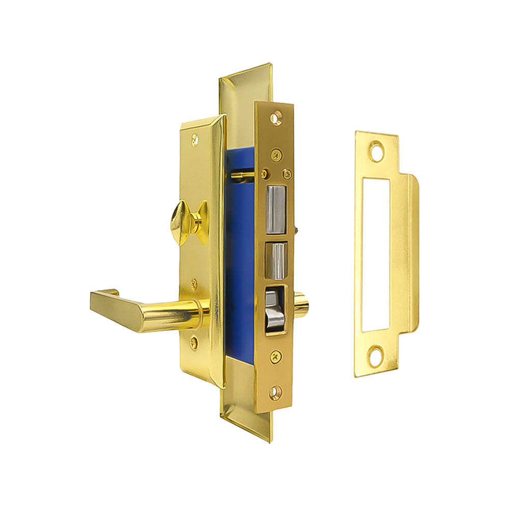 ECS HARDWARE - Durable Heavy Duty Mortise Lockset with Lever US3 Polished Brass - 2-1/2" Backset Entrance - Right Handed