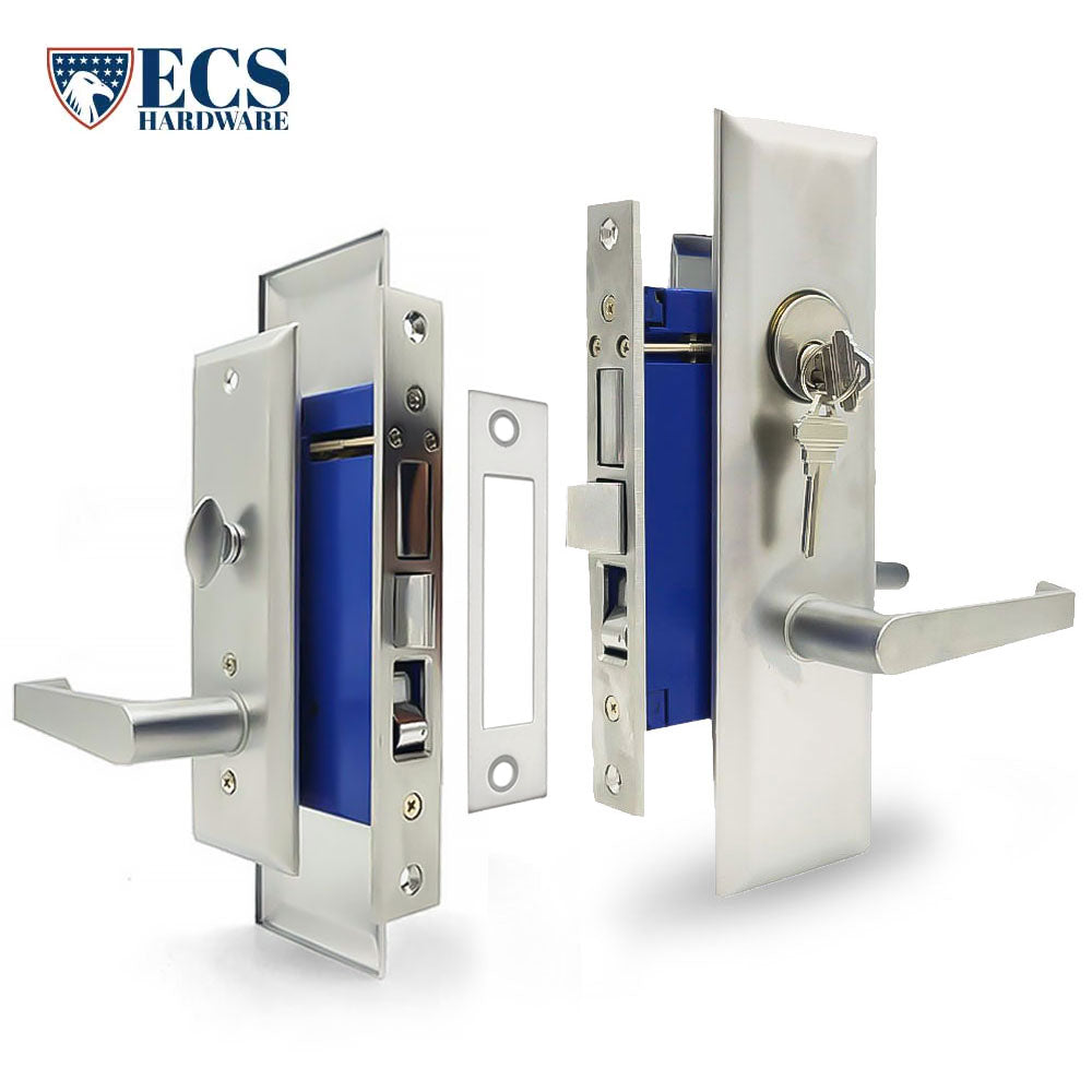 ECS HARDWARE - Durable Heavy Duty Mortise Lockset with Lever 26D Satin Chrome - 2-1/2″ Backset Entrance - Right Handed