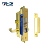 ECS HARDWARE - Durable Heavy Duty Mortise Lockset with Lever US3 Polished Brass - 2-3/4" Larger Backset - Right Handed