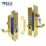 ECS HARDWARE - Durable Heavy Duty Mortise Lockset with Lever US3 Polished Brass - 2-3/4" Larger Backset - Right Handed