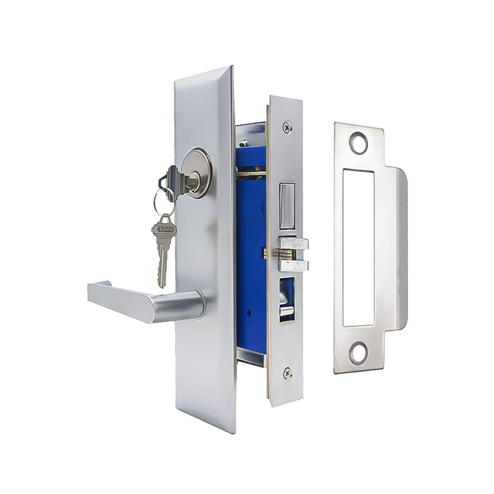 ECS HARDWARE - Durable Heavy Duty Mortise Lockset with Lever 26D Satin Chrome - 2-3/4″ Larger Backset - Left Handed