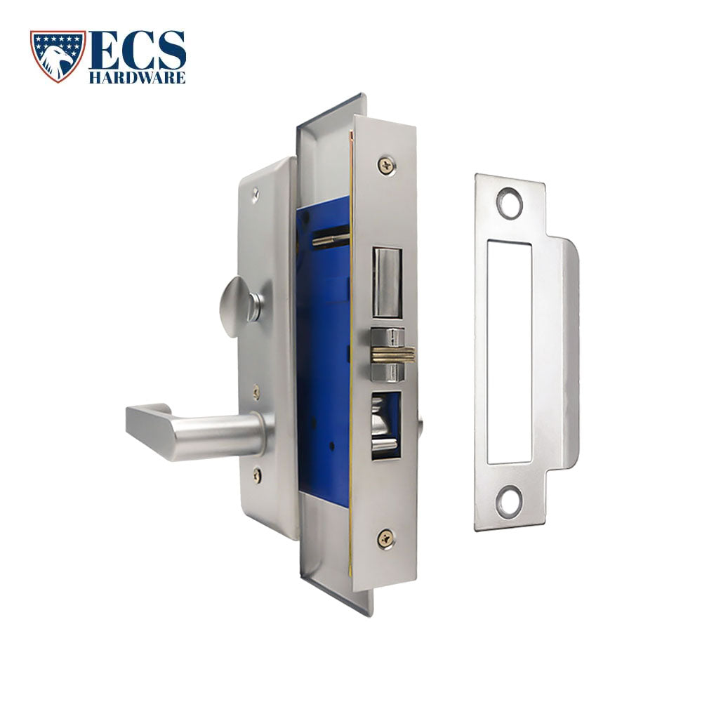 ECS HARDWARE - Durable Heavy Duty Mortise Lockset with Lever 26D Satin Chrome - 2-3/4" Larger Backset - Right Handed