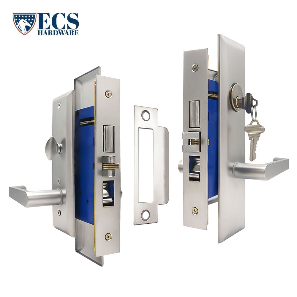 ECS HARDWARE - Durable Heavy Duty Mortise Lockset with Lever 26D Satin Chrome - 2-3/4" Larger Backset - Right Handed