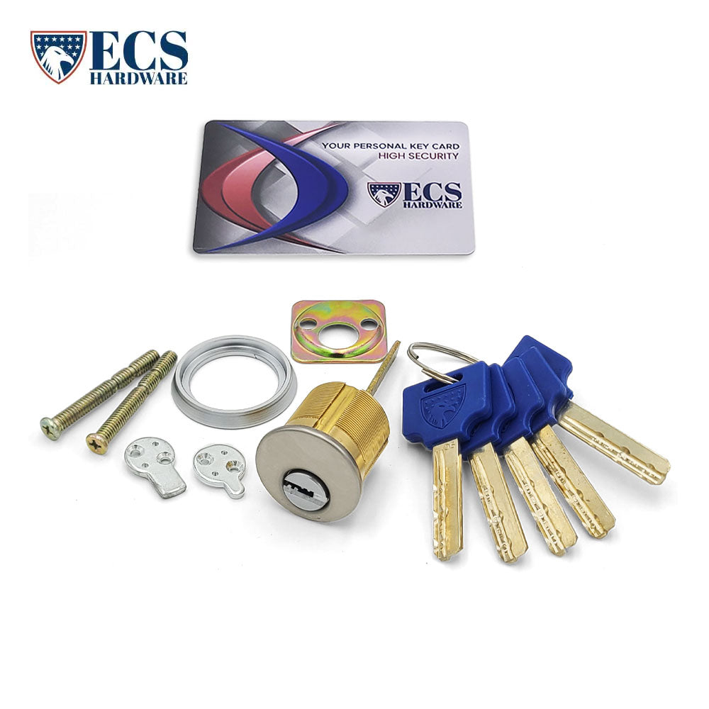 ECS HARDWARE - Durable Premium Key Controlled Rim / Mortise Combo Cylinder - 1-1/8" US26D Satin Chrome