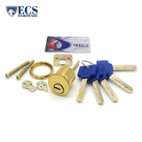 ECS HARDWARE - Durable Premium Key Controlled Rim / Mortise Combo Cylinder - 1-1/8" US3 Polished Brass