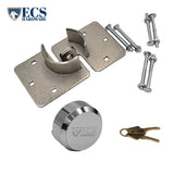 ECS HARDWARE - Stainless Steel Hidden-Shackle Keyed Alike#1 Puck-Style Lock and Nickel Plated Round Hockey Puck Lock 8 1/4" Hasp