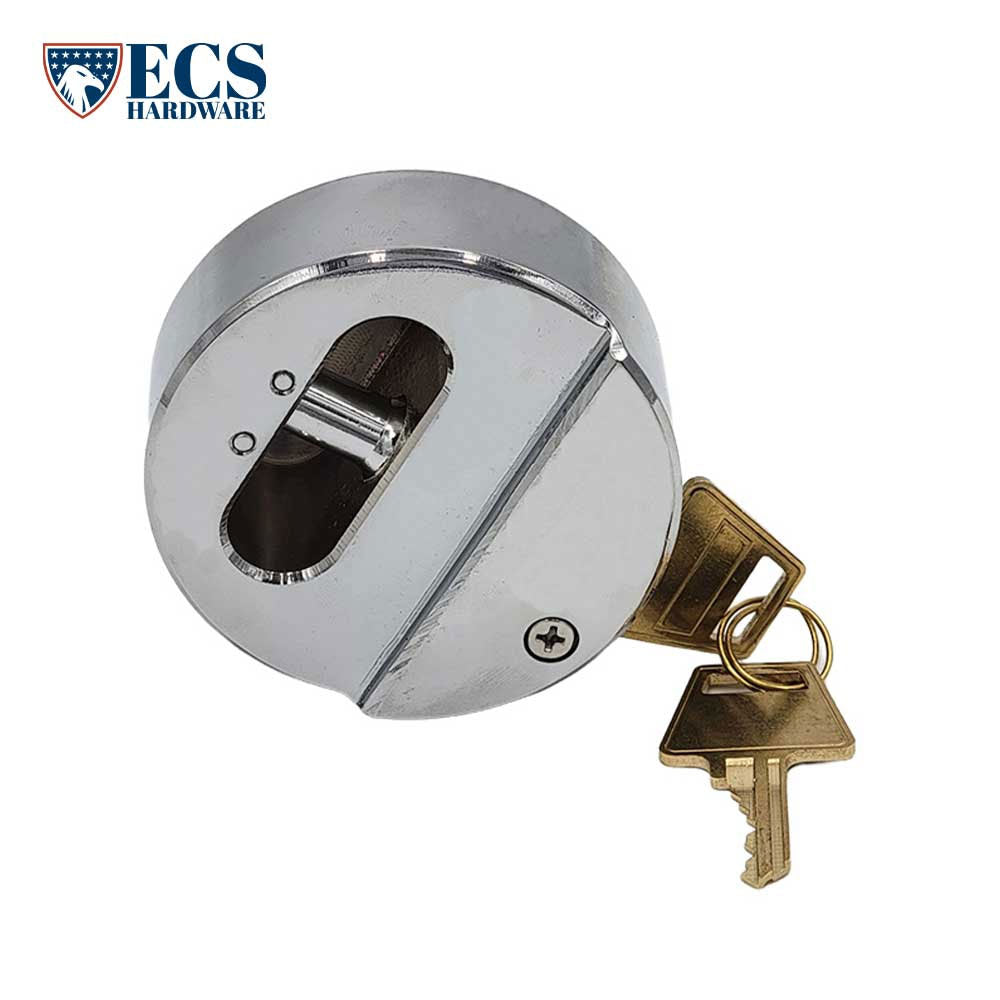 ECS HARDWARE - Stainless Steel Hidden-Shackle Keyed Alike#1 Puck-Style Lock and Nickel Plated Round Hockey Puck Lock 8 1/4" Hasp