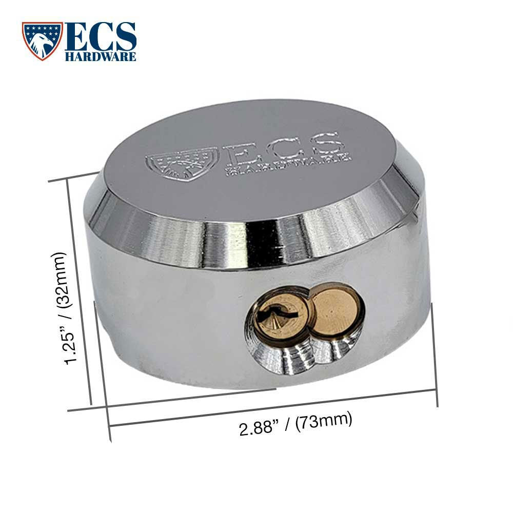 ECS HARDWARE - Stainless Steel Hidden-Shackle Keyed Alike#1 Puck-Style Lock and Nickel Plated Round Hockey Puck Lock 8 1/4" Hasp