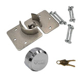 ECS HARDWARE - Stainless Steel Hidden-Shackle Keyed Alike#2 Puck-Style Lock and Nickel Plated Round Hockey Puck Lock 8 1/4" Hasp