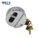 ECS HARDWARE - Stainless Steel Hidden-Shackle Keyed Alike#2 Puck-Style Lock and Nickel Plated Round Hockey Puck Lock 8 1/4" Hasp