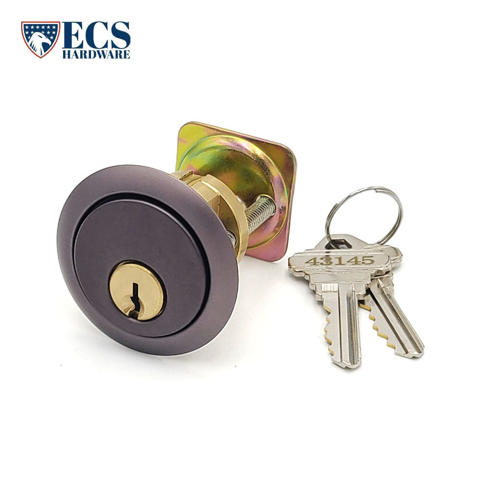 ECS HARDWARE - Durable Premium Rim Cylinder - 1-1/8 Inch - Keyed Alike (KA5) - Schlage SC1 Keyway - US10B - Dark Oxidized Satin Bronze Oil Rubbed (613)