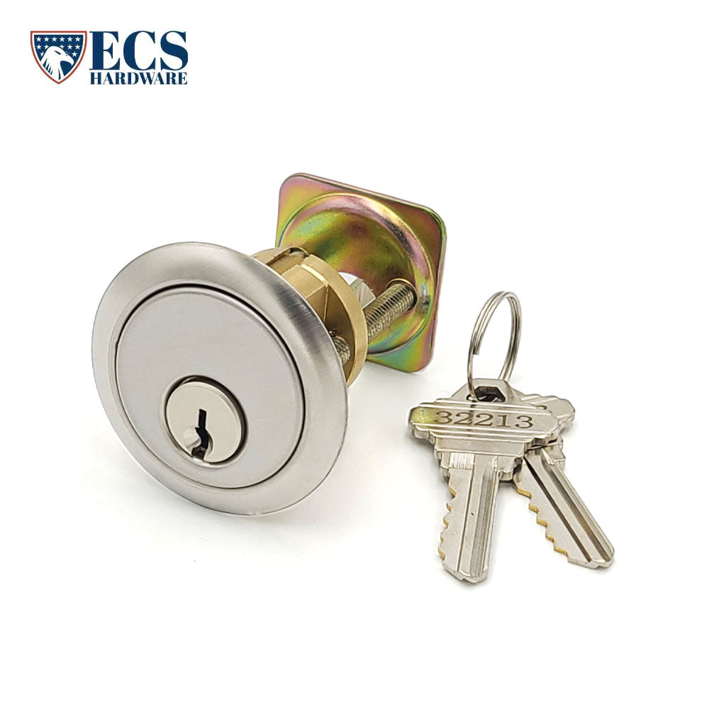 ECS HARDWARE - Durable Premium Rim Cylinder - 1-1/8 Inch - Keyed Alike (KA5) - Schlage SC1 Keyway - US26D - Satin Chromium Plated (626)