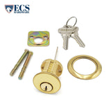 ECS HARDWARE - Durable Premium Rim Cylinder - 1-1/8 Inch - Keyed Alike (KA5) - Schlage SC1 Keyway - US3 - Bright Polished Brass (605)